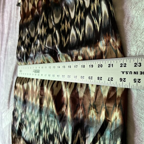 Signature By Robbie Bee Womens Size 16 Ikat Print Short Sleeve Dress Beaded Trim - Picture 7 of 11